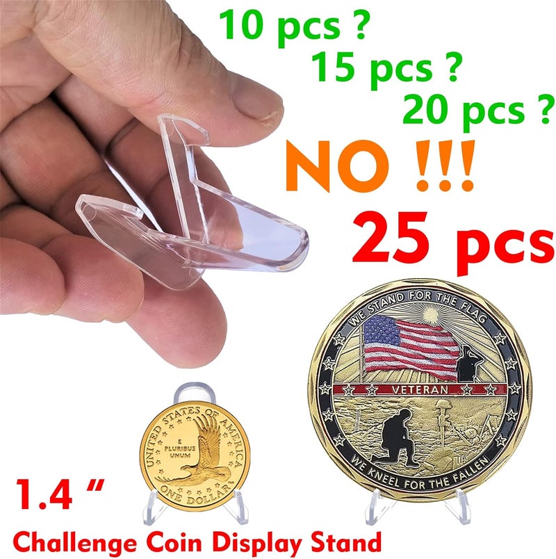 LRANFOW Challenge Coin Display Stand Coin Holder, 25 PCS 1.4" Acrylic Stands for Display Coins Easel Trading Cards Challenge Medals Casino Chips or Other Small Items at Museum Home Decoration Birthdays Tables - Image 3